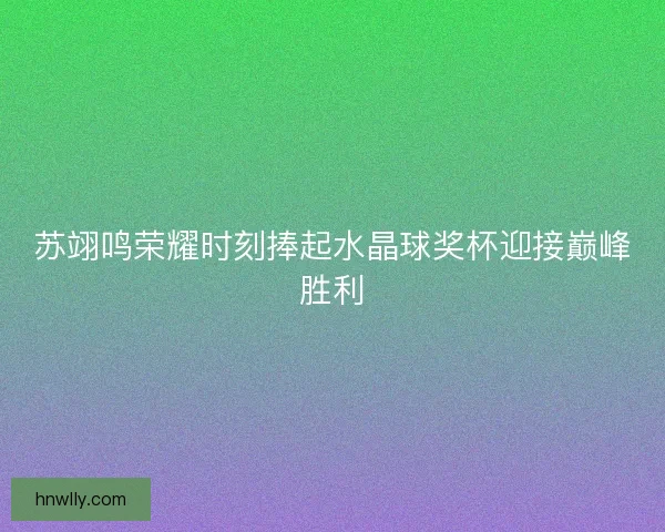 苏翊鸣荣耀时刻捧起水晶球奖杯迎接巅峰胜利