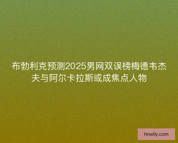 布勃利克预测2025男网双误榜梅德韦杰夫与阿尔卡拉斯或成焦点人物