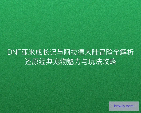 DNF亚米成长记与阿拉德大陆冒险全解析还原经典宠物魅力与玩法攻略